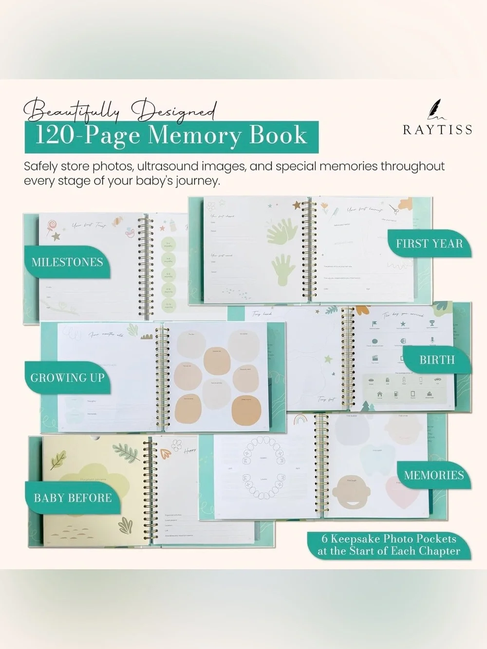 NEW Baby Book Keepsake 120 Page Memory Book New In Box #Lux-K2